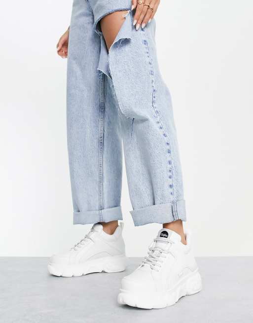 Buffalo Vegan friendly Corin low platform trainers in white ASOS