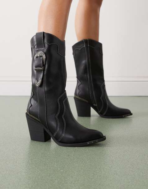 Buffalo West buckle boots in black - view 1