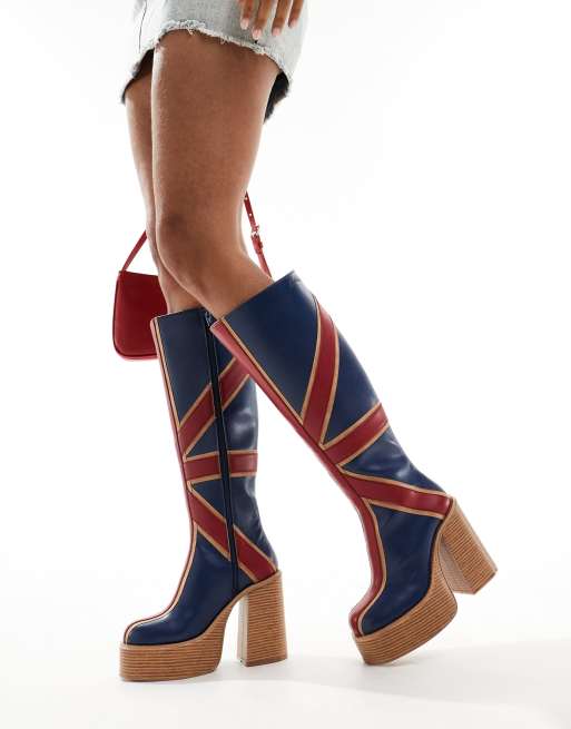 Buffalo X Sinead Gorey - Bottes à motif Union Jack en nubuck végan