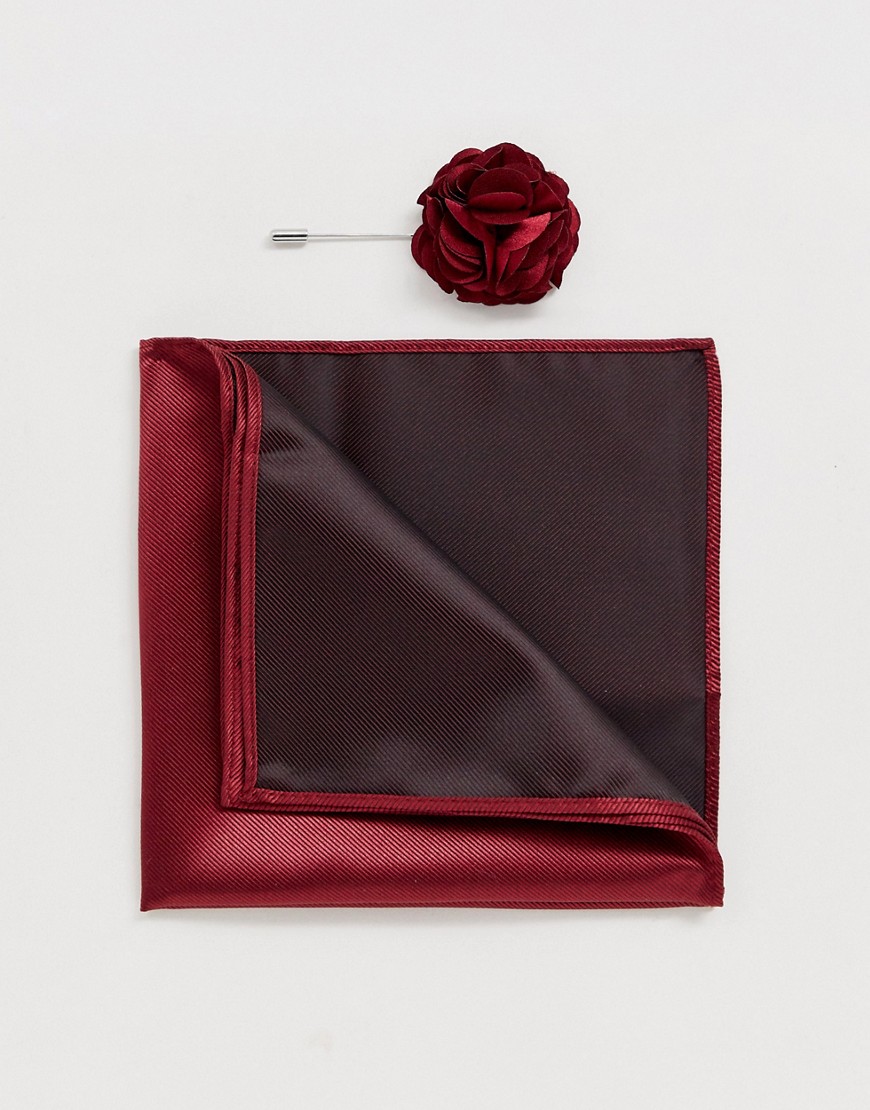 фото Булавка на лацкан пиджака с цветком и платок-паше gianni feraud-красный