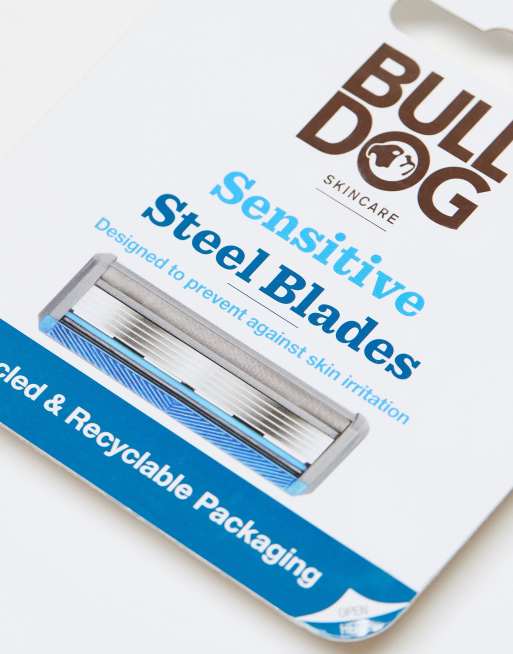 Bulldog - Confezione da 4 lamette per rasoio in acciaio per pelli sensibili, 2 di 4