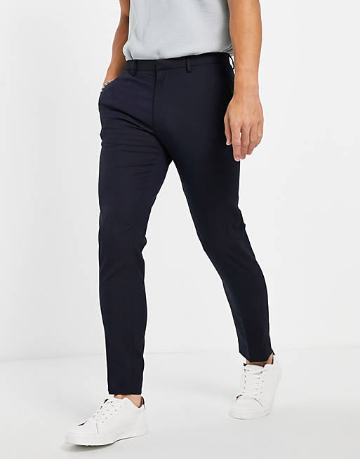 Burton Essential stretch skinny fit suit trousers in navy
