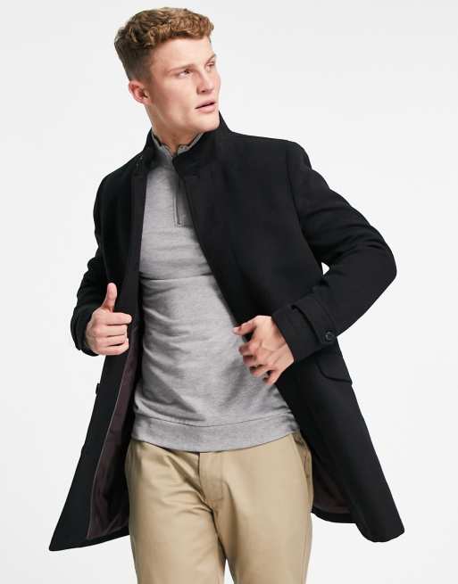 Burton menswear overcoat in on sale black