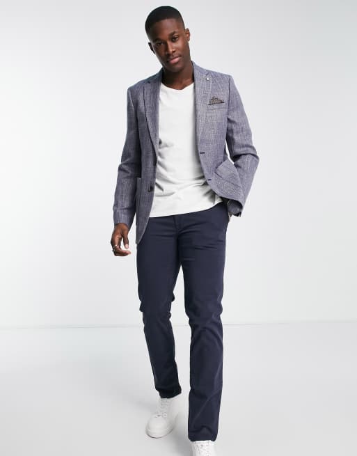 Burton - Getextureerde blazer in middenblauw
