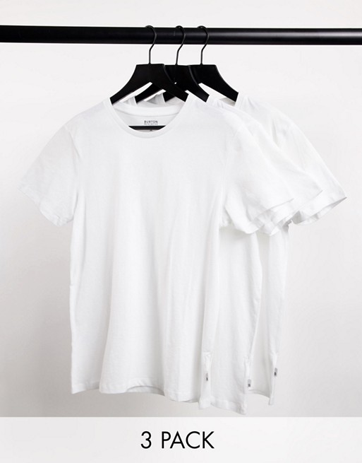 Burton Menswear 3 pack organic cotton t-shirts in white