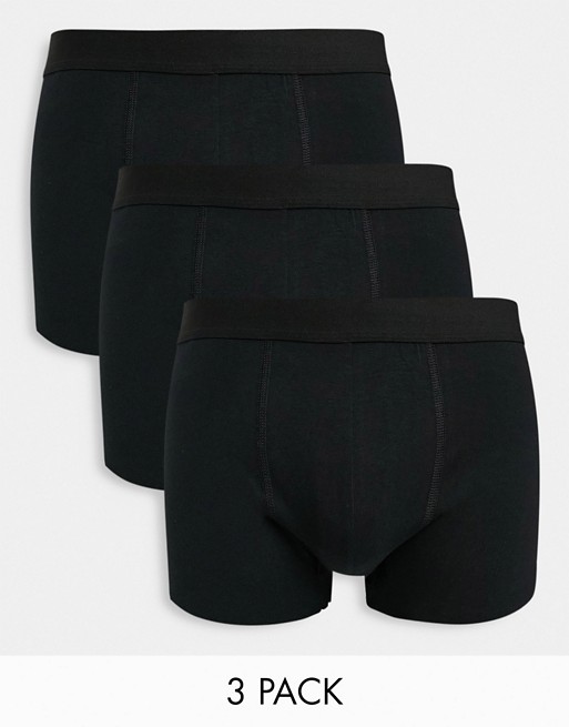 Burton Menswear 3 pack organic cotton trunks in black
