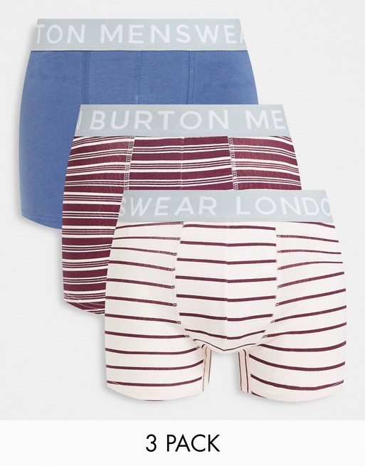 Burton Menswear 3 pack stripe hipster in pink