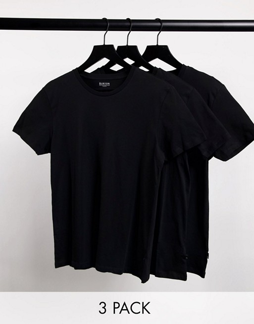Burton Menswear 3 pack t-shirt in black
