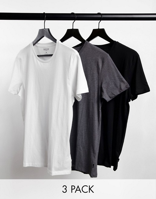 Burton Menswear 3 pack t-shirt in multi