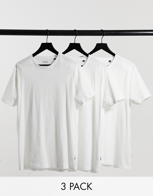 Burton Menswear 3 pack t-shirts in white