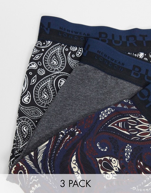 Burton Menswear 3 pack trunks in floral print