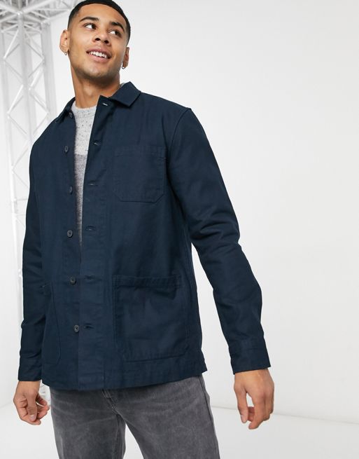 Burton Menswear 3 pocket overshirt in navy | ASOS