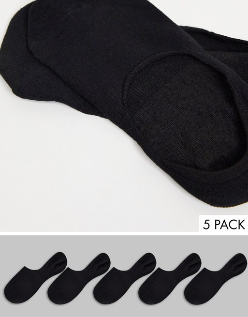 Burton Menswear 5 pack invisible socks in black