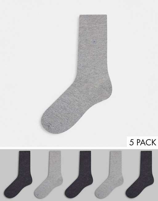 Burton Menswear 5 pack socks in grey