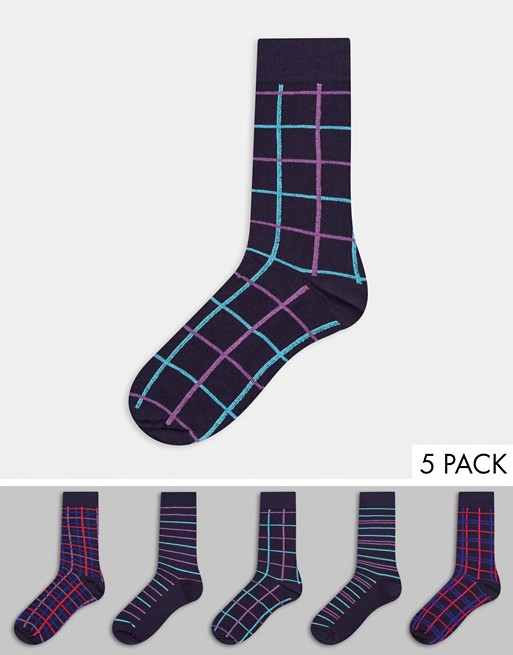 Burton Menswear 5 pack socks in navy