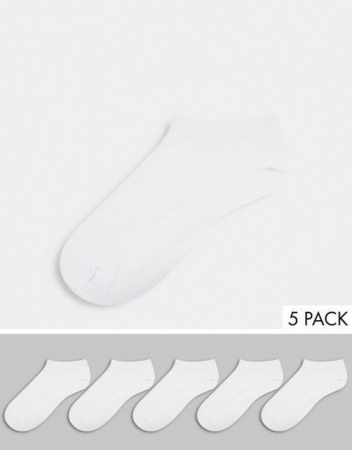 Burton Menswear 5 pack trainer socks in white