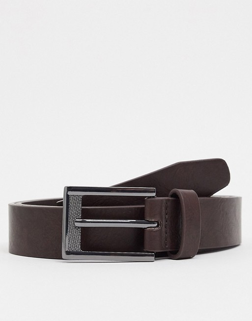 Burton Menswear belt with buckle in brown
