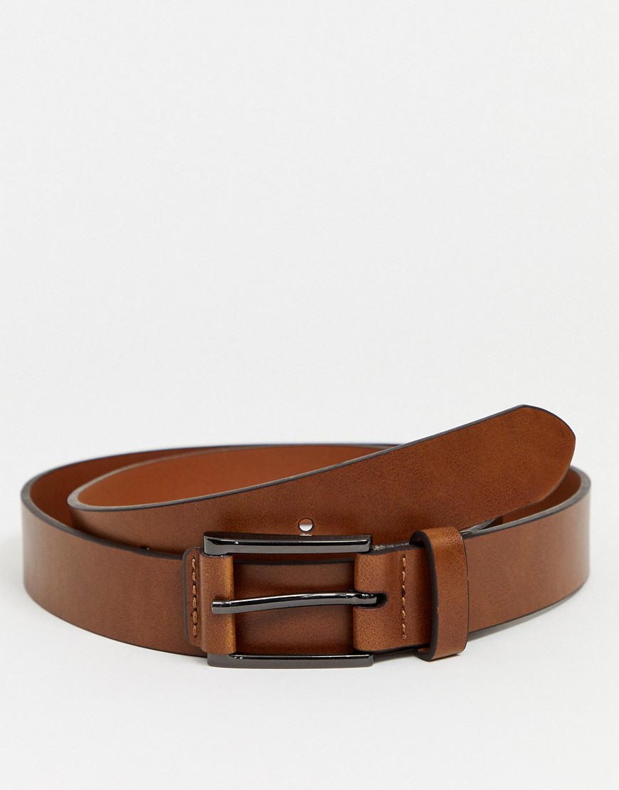 Burton Menswear belt with tab detail in brown