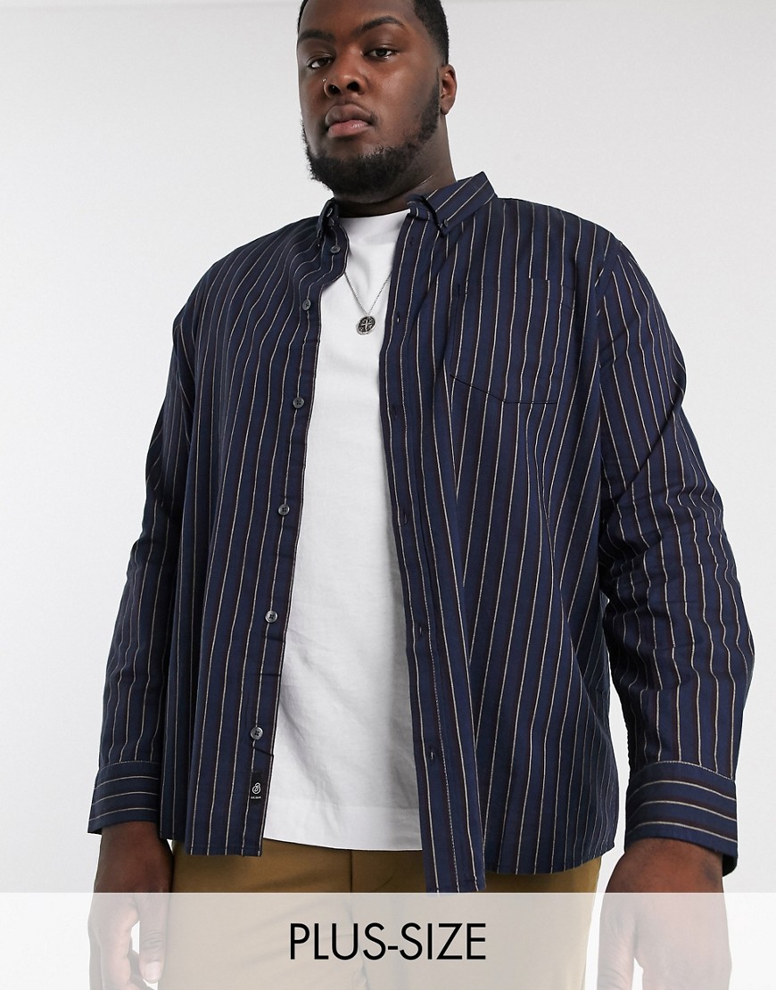 Burton Menswear Big & Tall - Camicia blu navy rigato