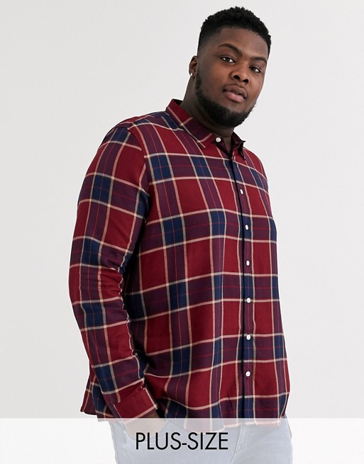 Burton Menswear Big & Tall checked shirt in burgundy