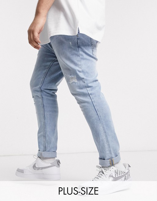 Burton Menswear Big & Tall jeans in light wash blue
