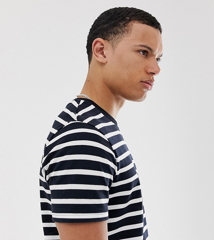 Burton Menswear – Big & Tall – Marinblå, randig t-shirt