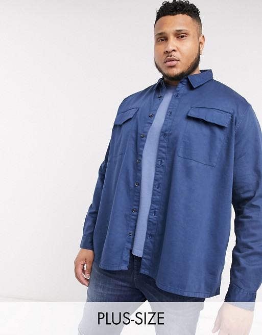 Burton Menswear Big & Tall overshirt in blue