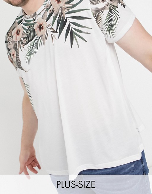 Burton Menswear Big & Tall recycled t-shirt with floral print in ecru