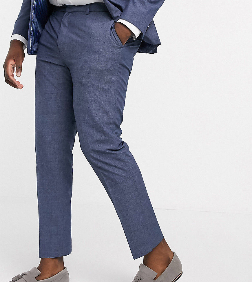 Burton Menswear – Big & Tall – Schmale Anzughose in Blau kariert