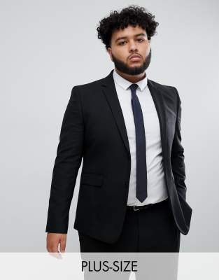 Burton Menswear big & tall skinny suit jacket in black