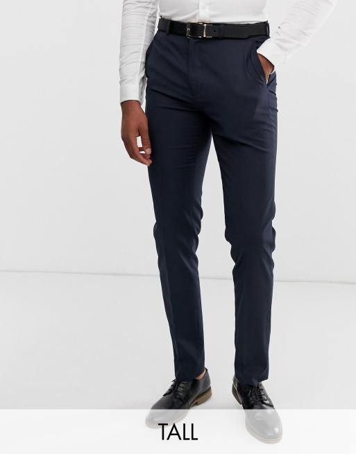 Burton Menswear Big & Tall slim smart trousers in navy | ASOS