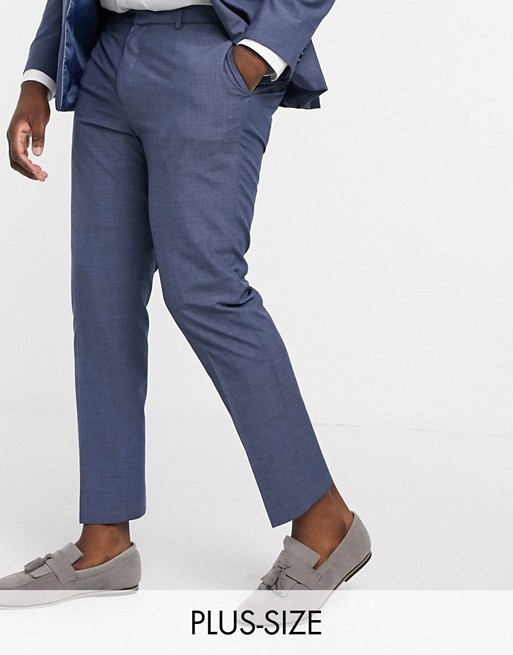 Burton Menswear Big & Tall slim suit trousers in blue check