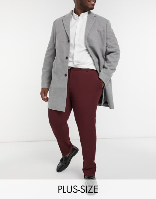 Burton Menswear Big & Tall stretch smart trousers in burgundy