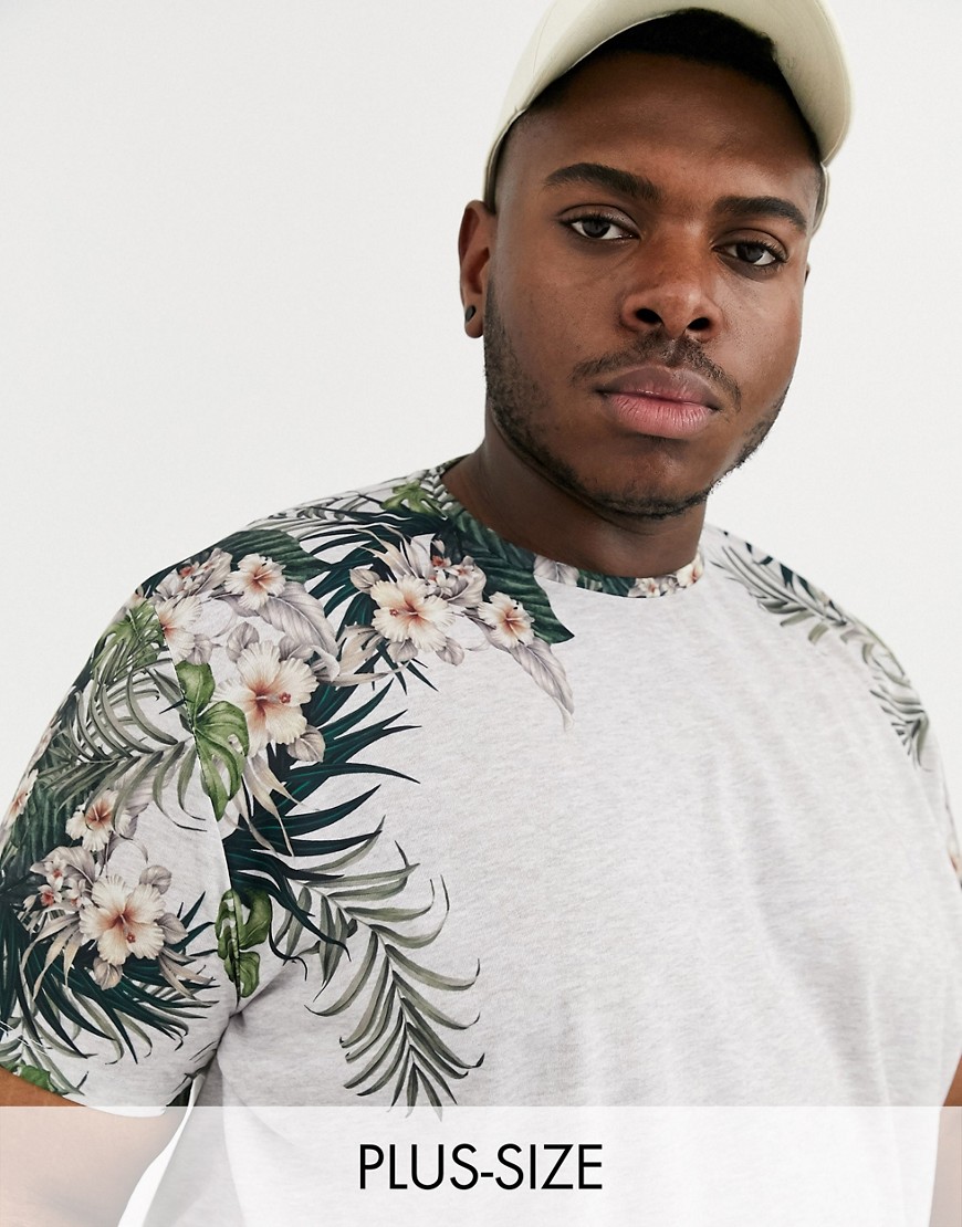 Burton Menswear - Big & Tall - T-shirt met bloemenprint in grijs