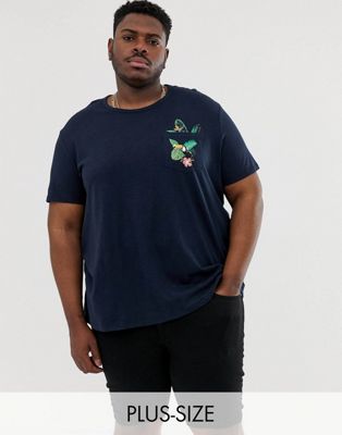 Burton Menswear - Big & Tall - T-shirt met toekanprint in marineblauw
