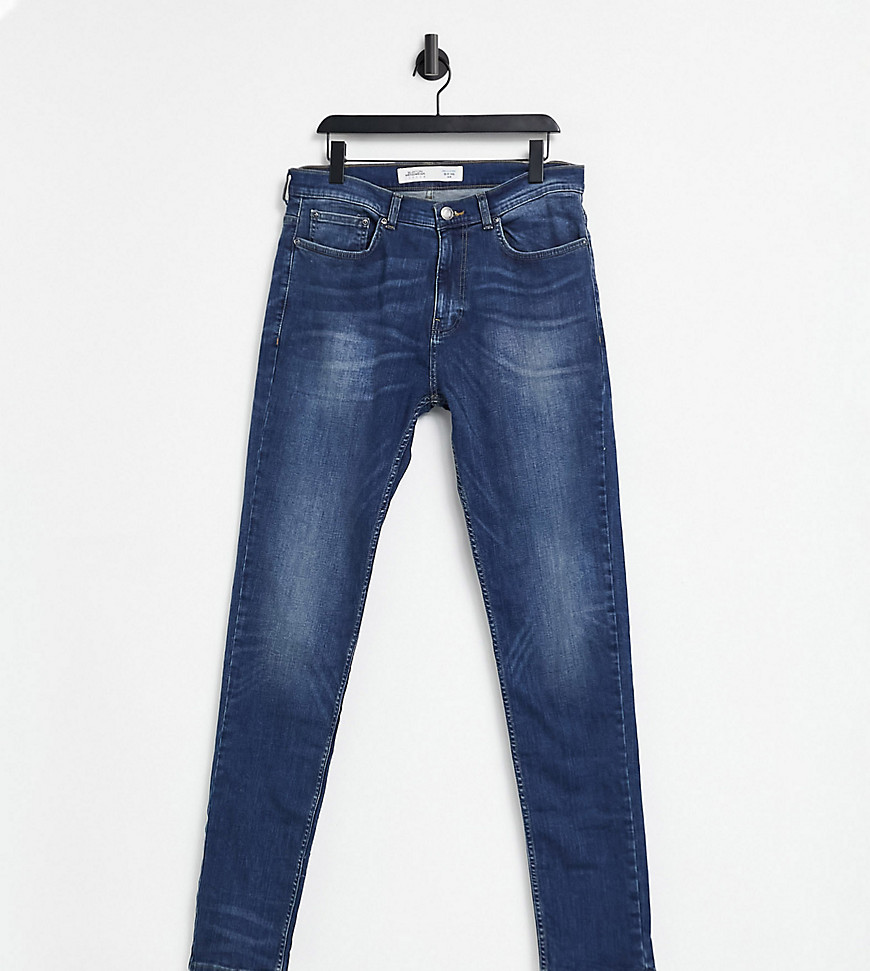 Burton Menswear Big & Tall - Toelopende jeans in middenblauw