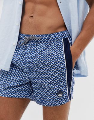 Burton Menswear – Blå badshorts med rand på sidan