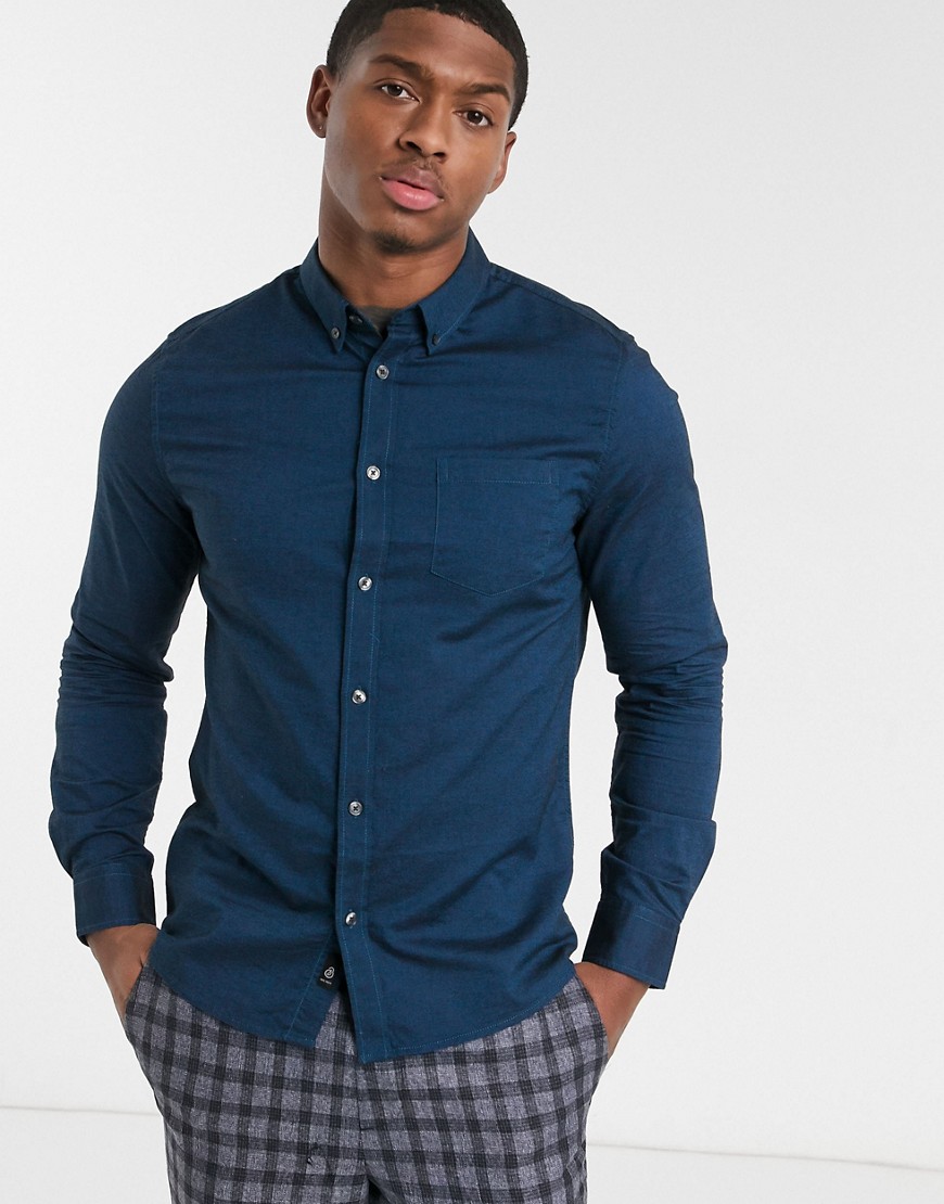 Burton Menswear – Blå oxfordskjorta-Grå