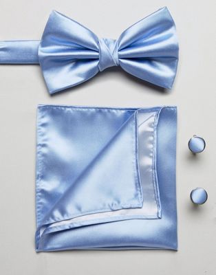 Burton Menswear – Blått set med slips och bröstnäsduk