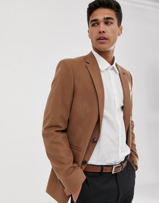 Burton Menswear blazer in camel | ASOS