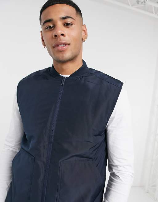 Burton Menswear bomber gilet in navy