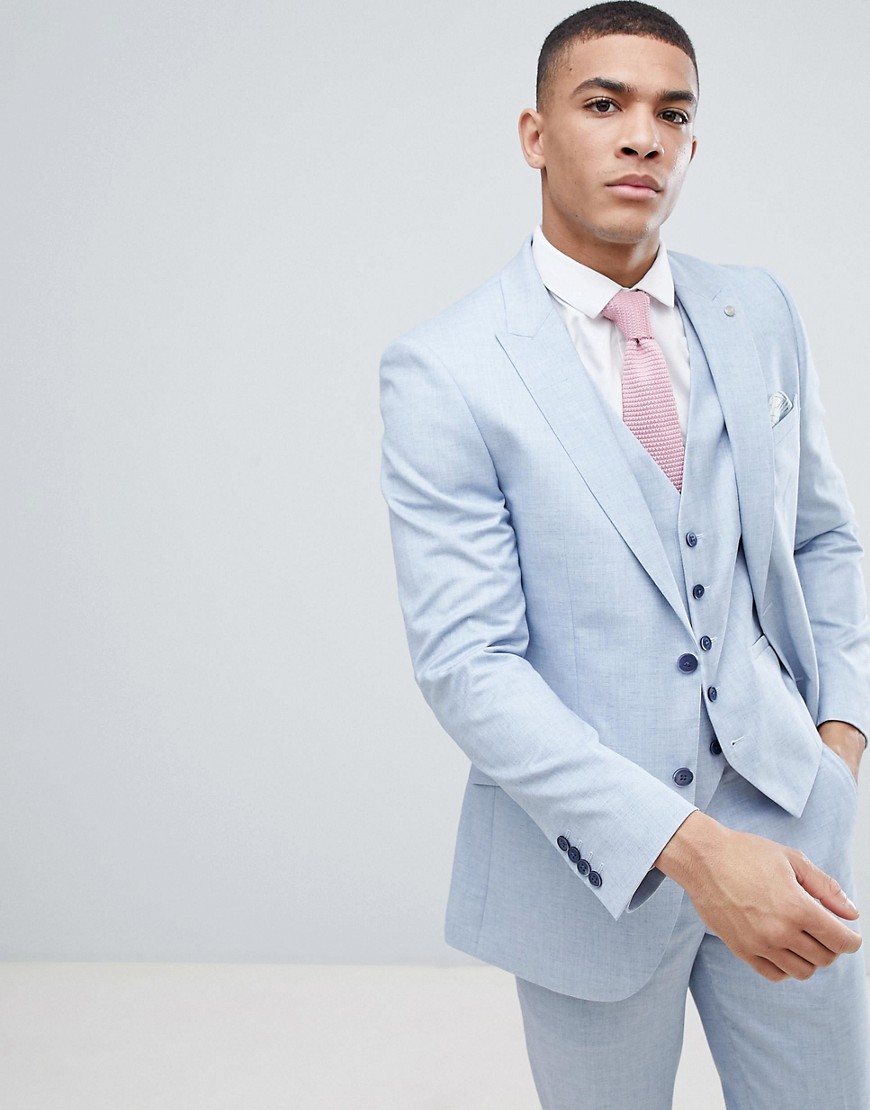 Burton Menswear - Bruiloft - Skinny colbert in lichtblauw-Marineblauw