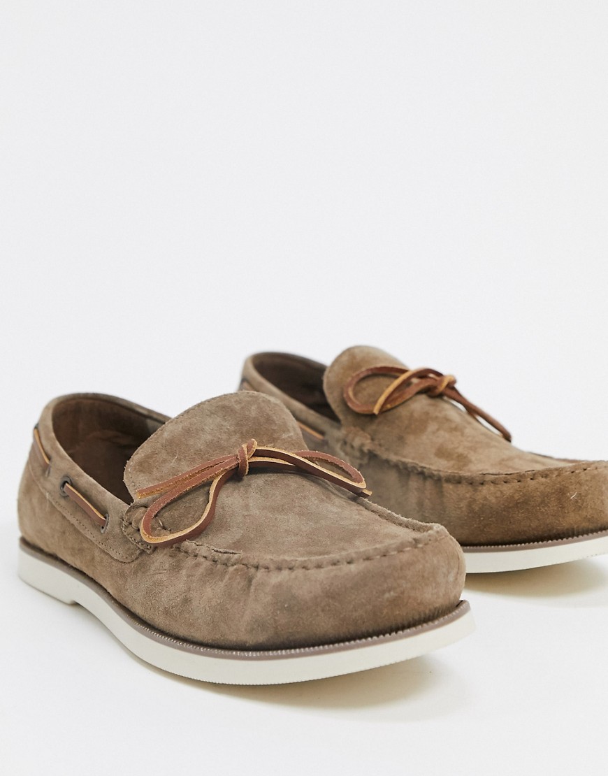 Burton Menswear - Brune loafers i ruskind-Beige