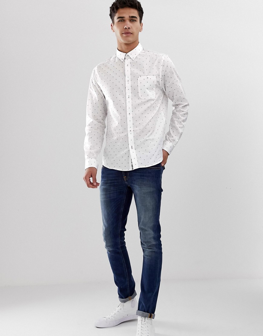Burton Menswear - Camicia bianca con stampa-Bianco