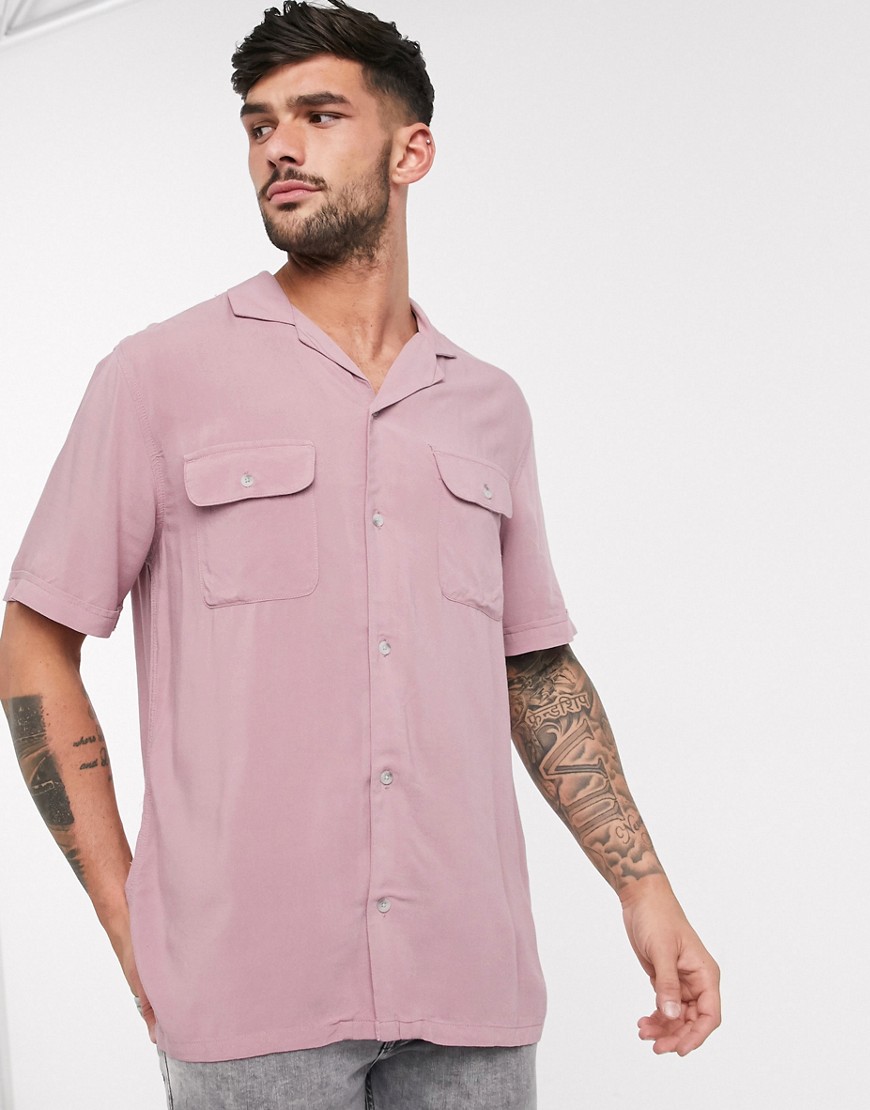 Burton Menswear - Camicia con rever rosa