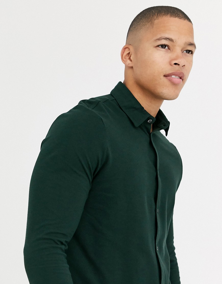 Burton Menswear - Camicia grigia in jersey-Verde
