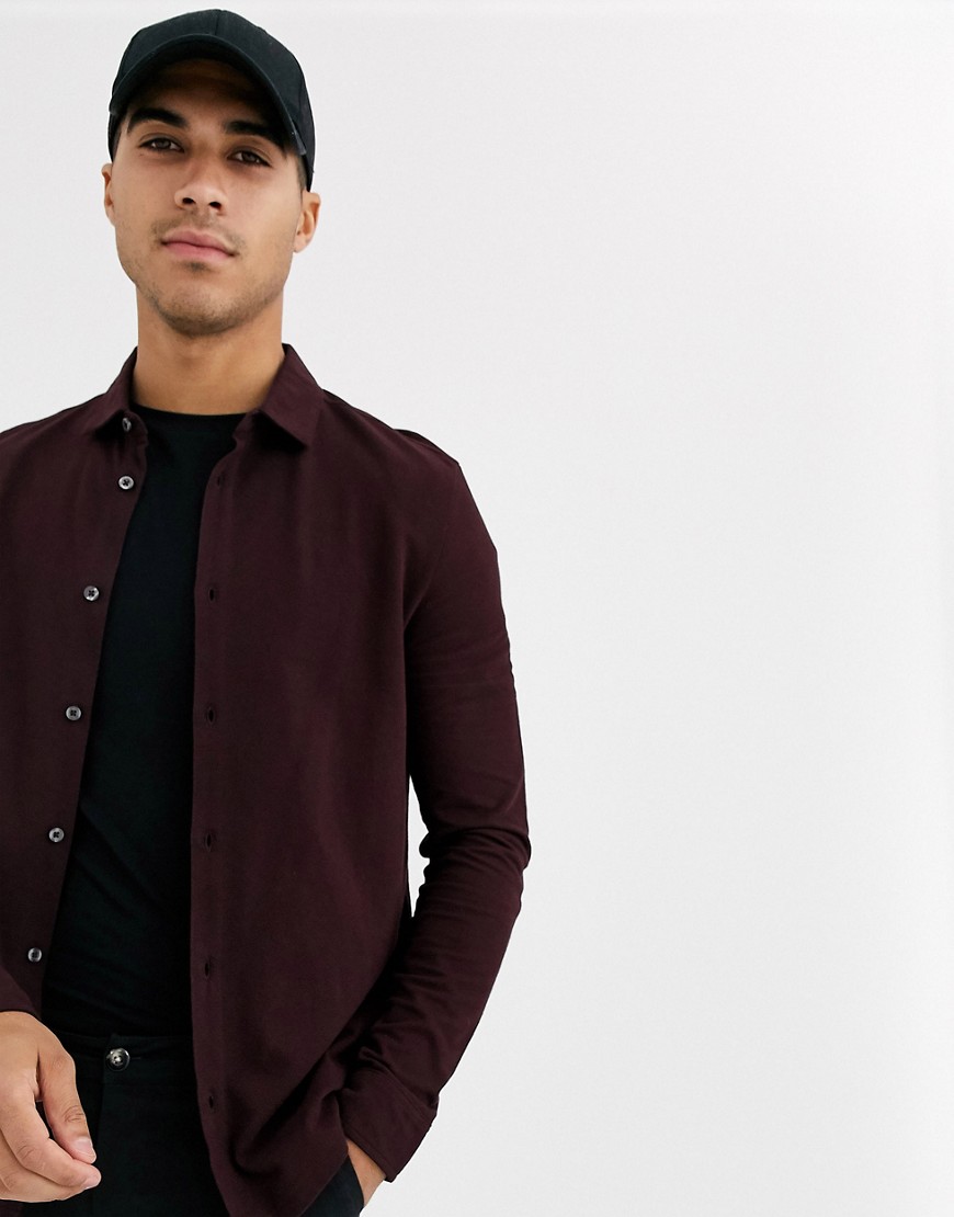 Burton Menswear - Camicia in jersey bordeaux-Rosso