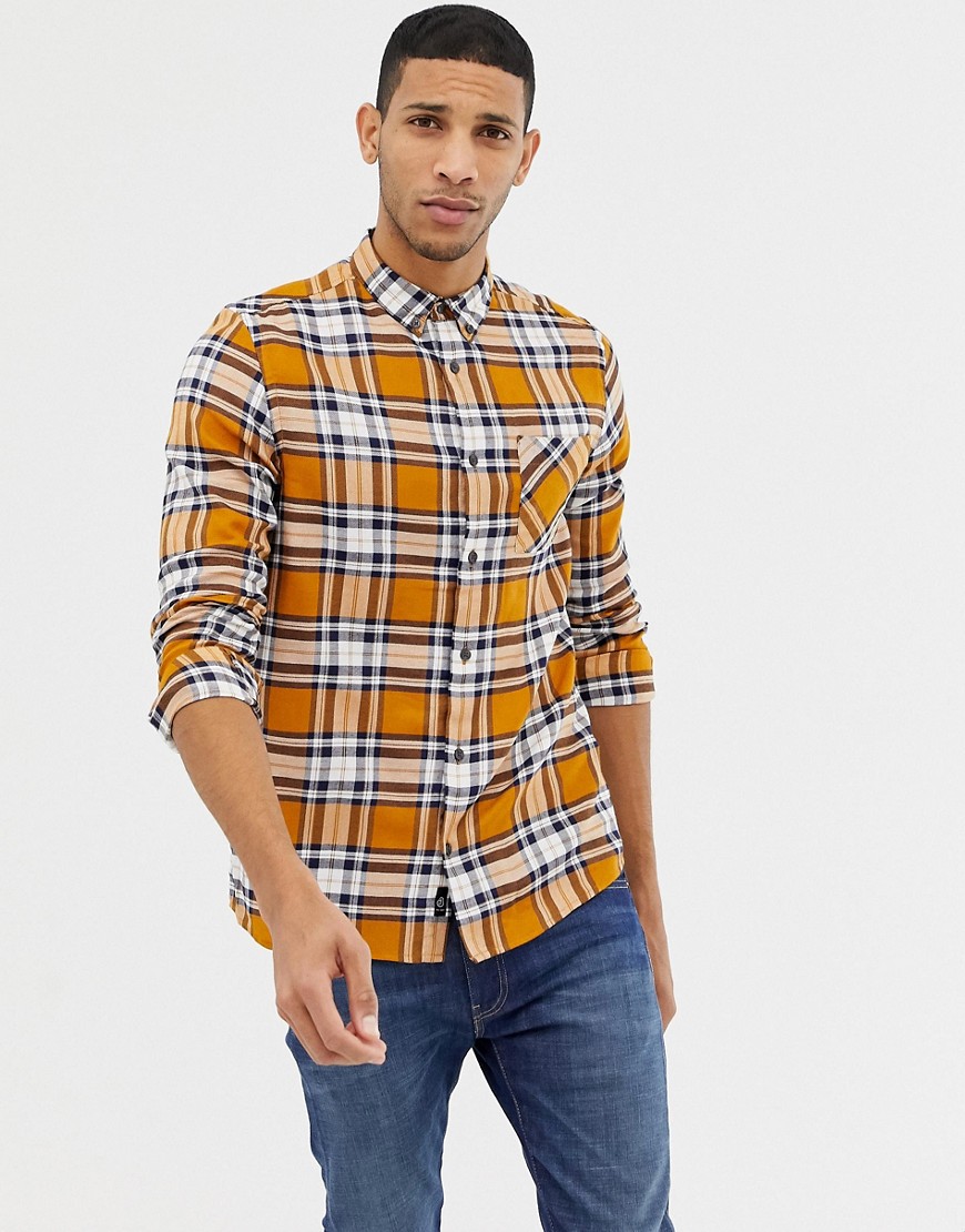 Burton Menswear - Camicia in tessuto spazzolato arancione a quadri