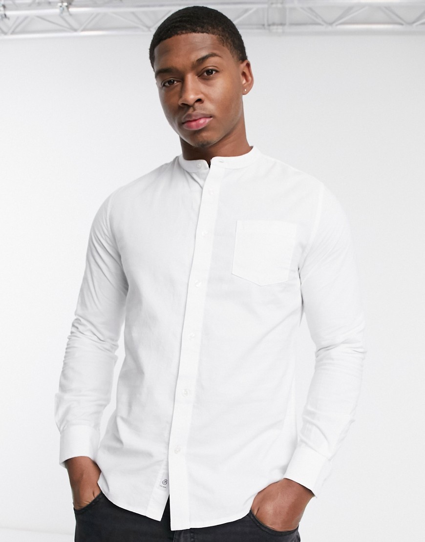 Burton Menswear - Camicia Oxford con collo serafino bianca-Bianco