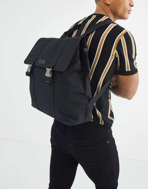 Burton Menswear canvas buckle backpack in black